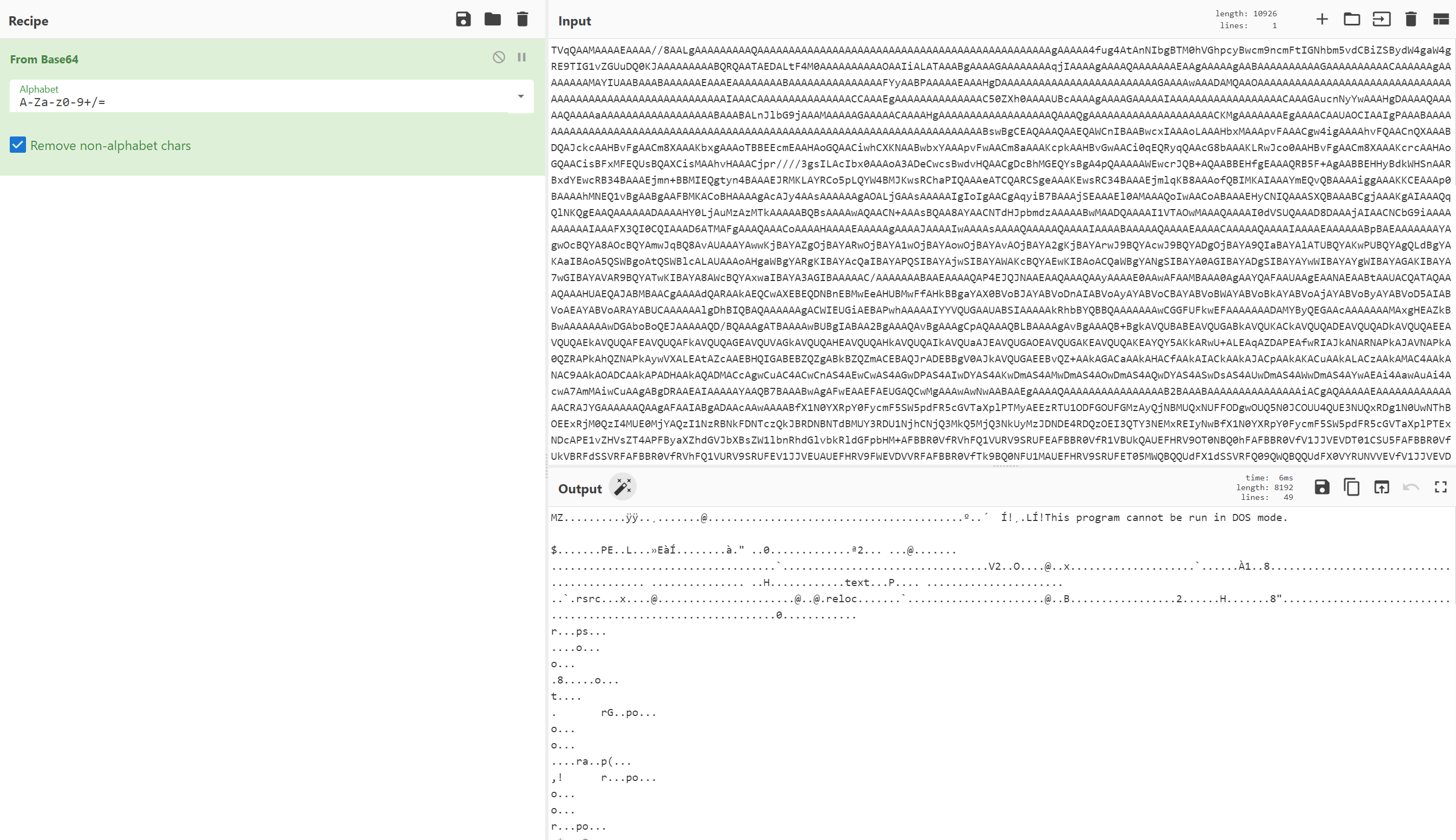 PE file as denoted by the bytes MZ