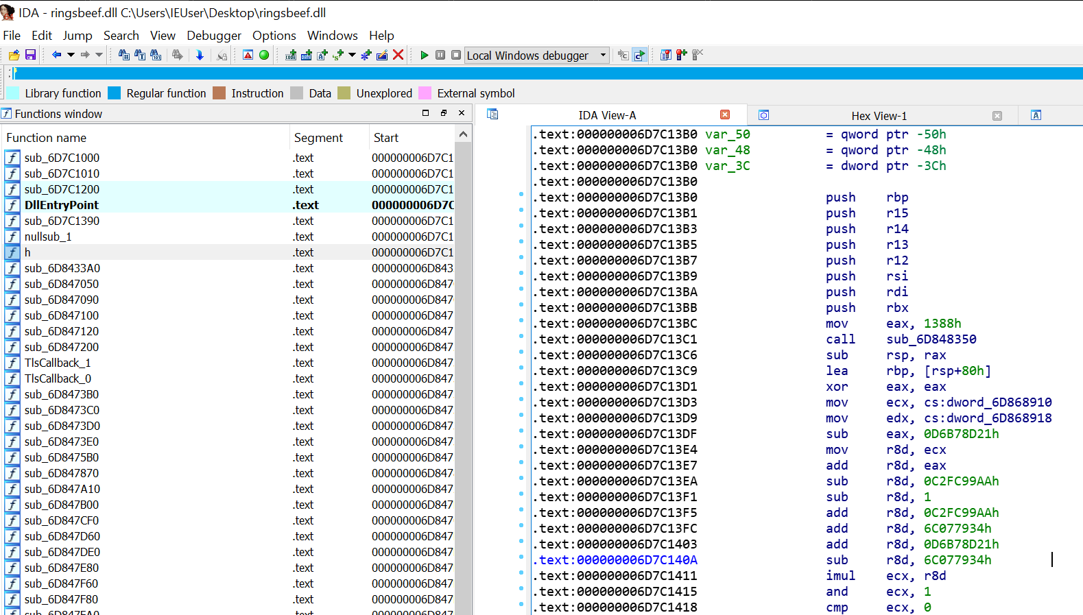 IDA disassembly version of &lsquo;h&rsquo;