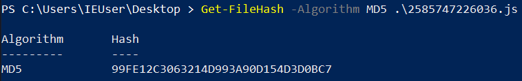 Getting the file hash via PowerShell