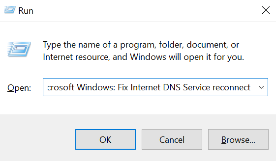 Contents of the Run window