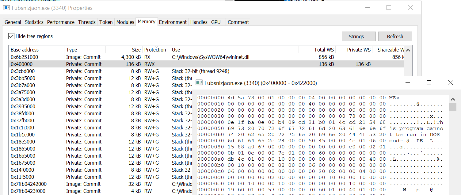 RWX permissions in memory