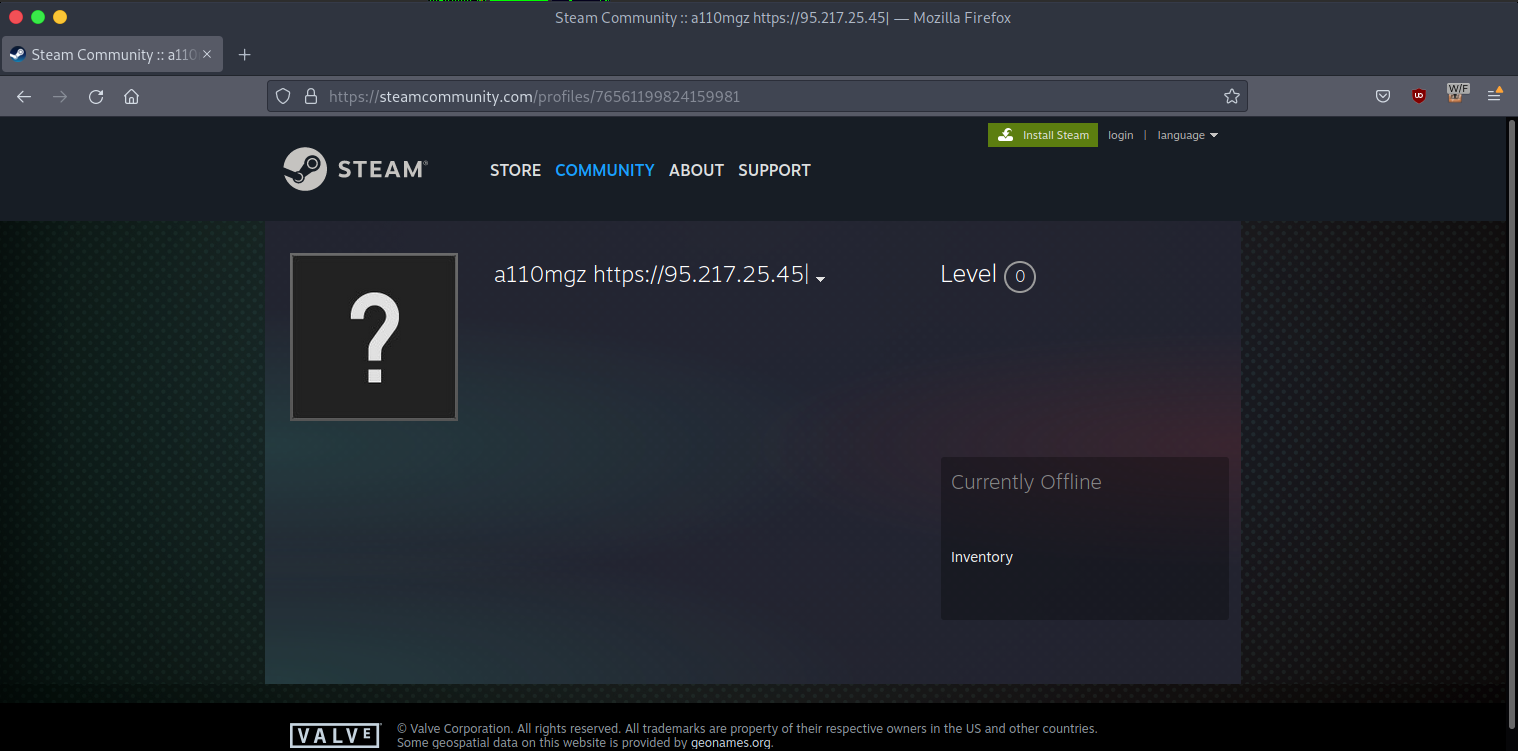 Steam community profile