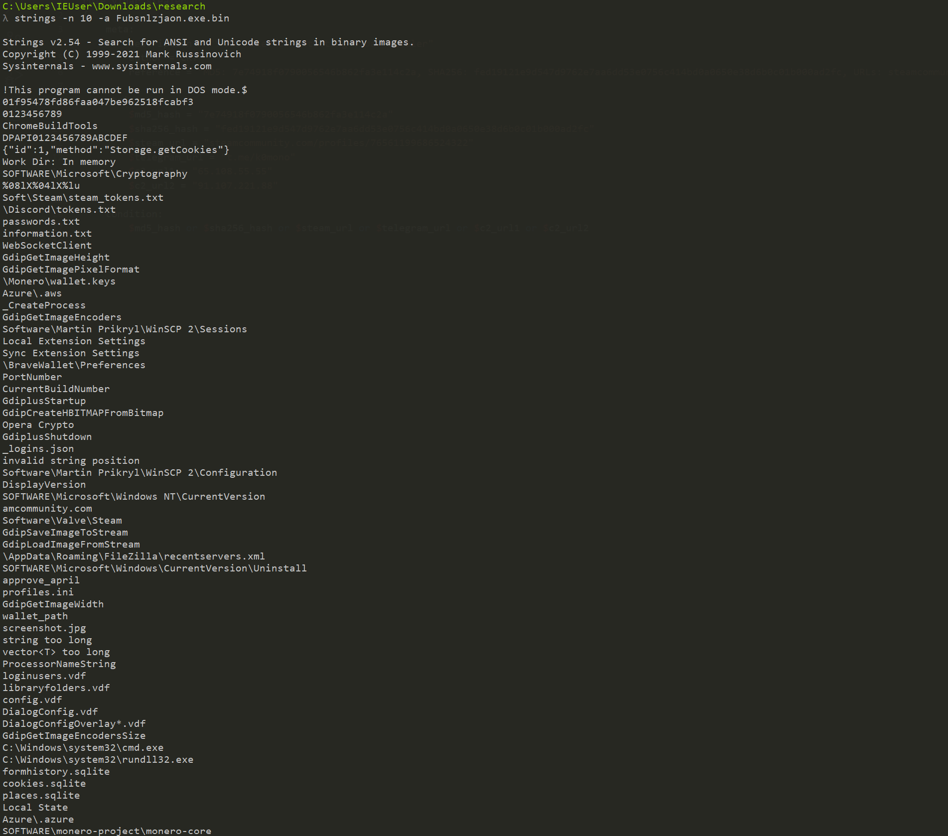 Strings in final payload 2