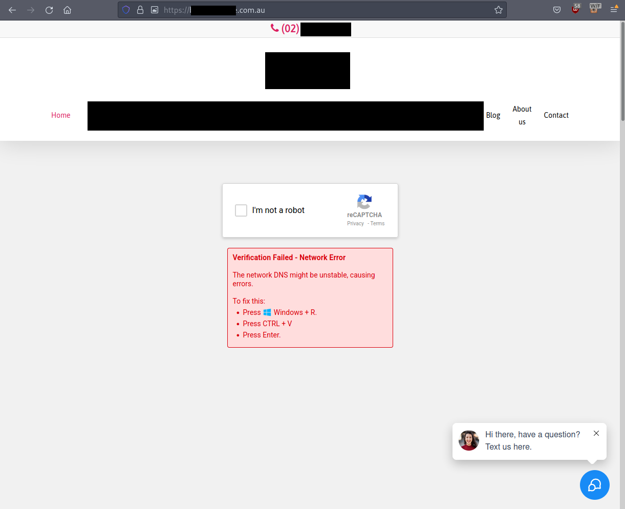 Failed CAPTCHA with social engineering technique